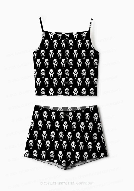 Halloween Spooky Ghost Y2K Print Cami Shorts Pajama Set Cherrykitten