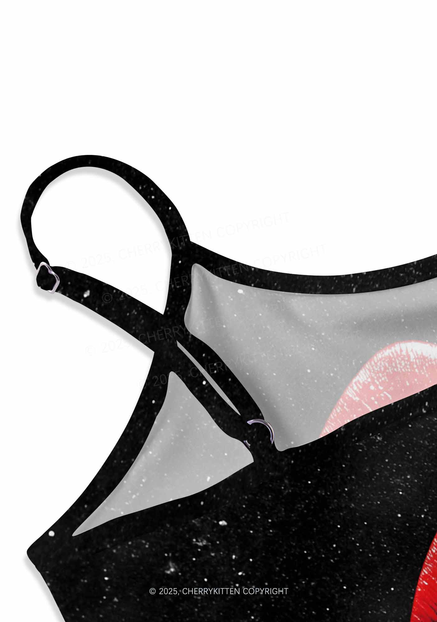 Halloween Snake Tongue Red Lips Y2K Print Cami Crop Top Cherrykitten