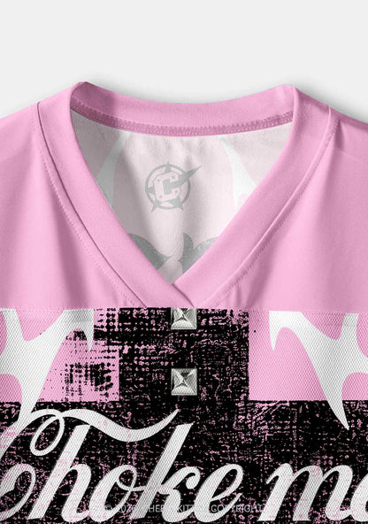 Choke Me Black Cross Y2K Crop Sport Jersey Shirts Cherrykitten