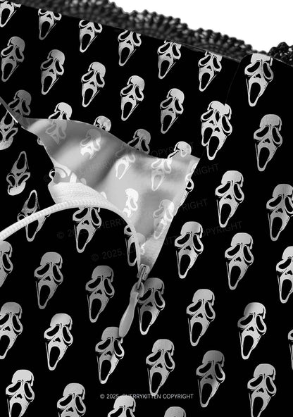 Halloween Horror Film Club Y2K Print Midi Skirt Cherrykitten