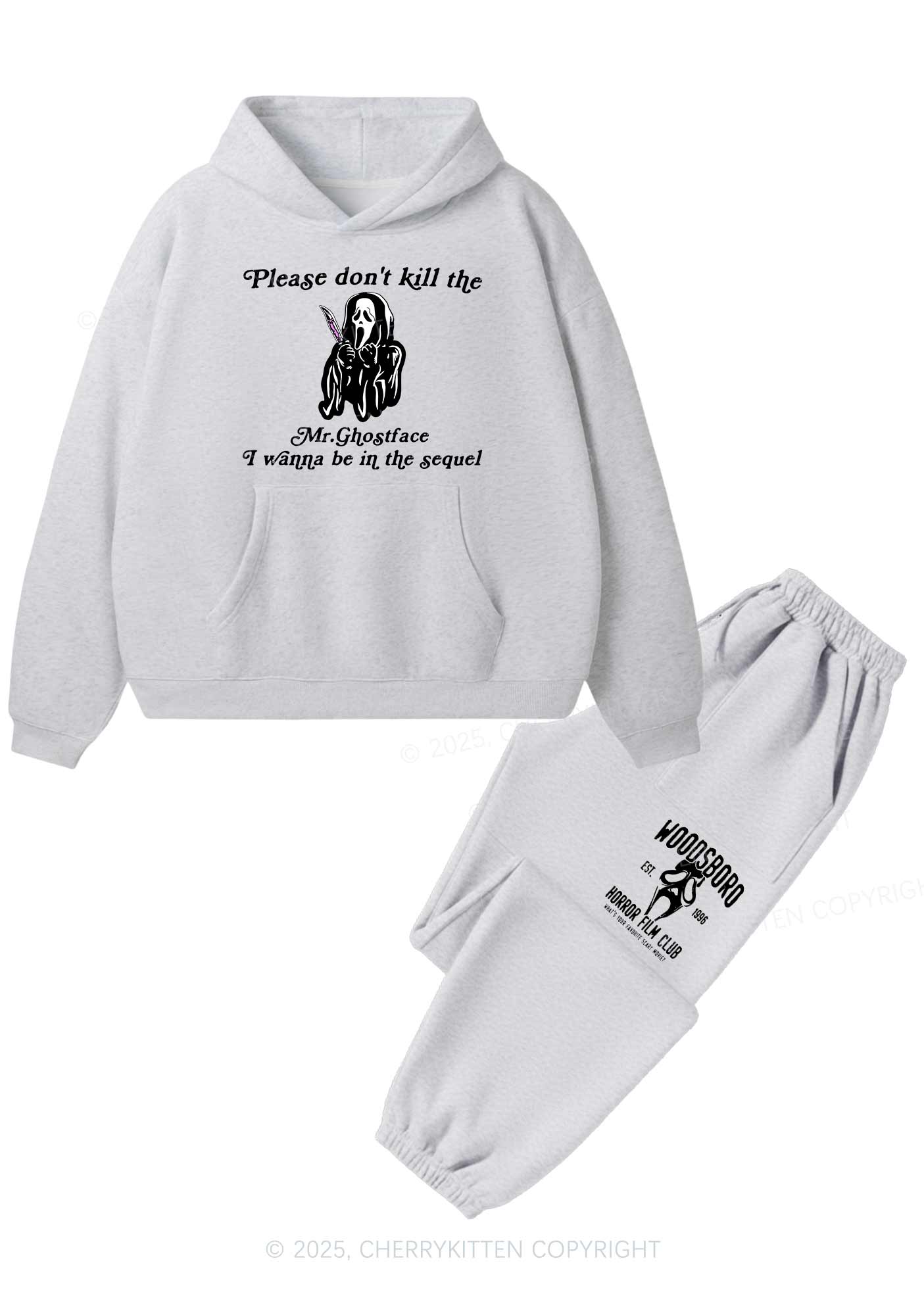 Halloween In The Sequel Y2K Fleece Hoodie Set Cherrykitten