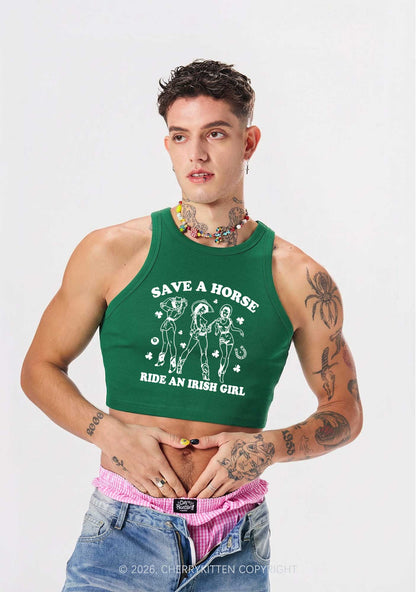 Ride An Irish Girl St Patricks Y2K Crop Tank Top Cherrykitten