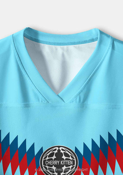 Blue Team Bunny Y2K Crop Sport Jersey Shirts Cherrykitten
