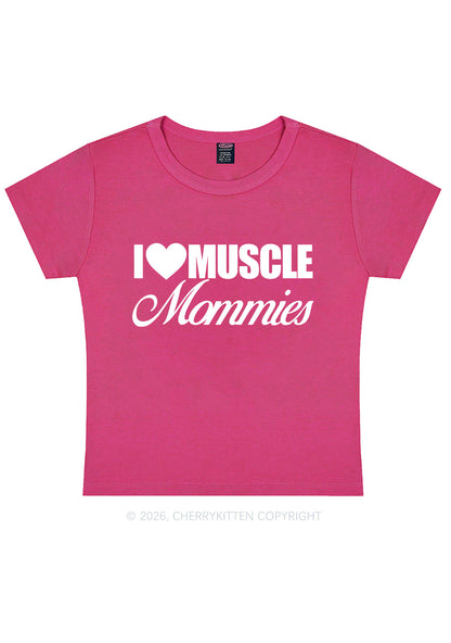 I Love Muscle Mommies Y2K Baby Tee Cherrykitten