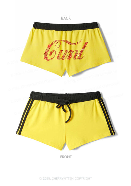 Rhinestone Special Cxxt Y2K Drawstring Mini Shorts Cherrykitten
