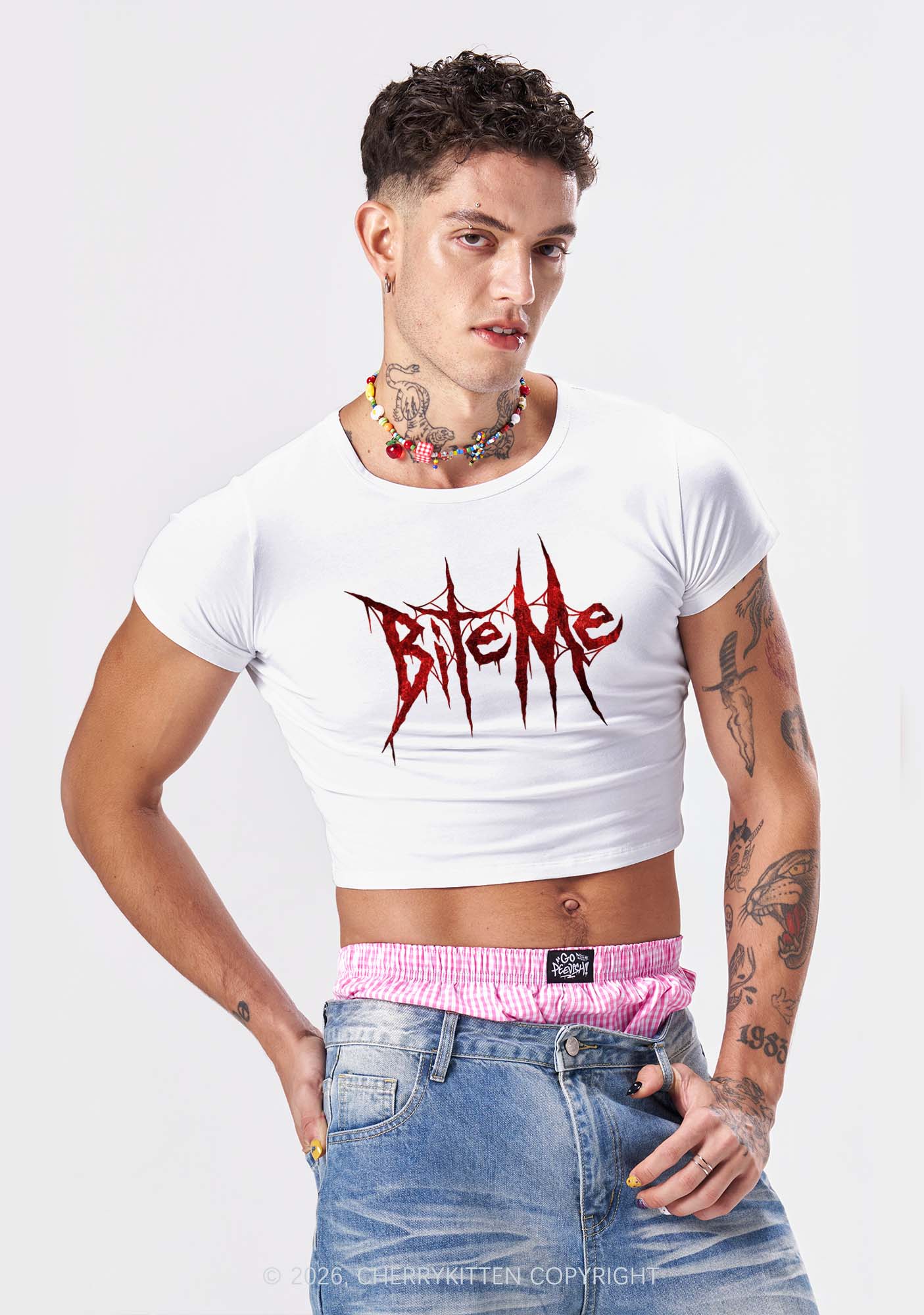 Halloween Bite Me Y2K Baby Tee Cherrykitten