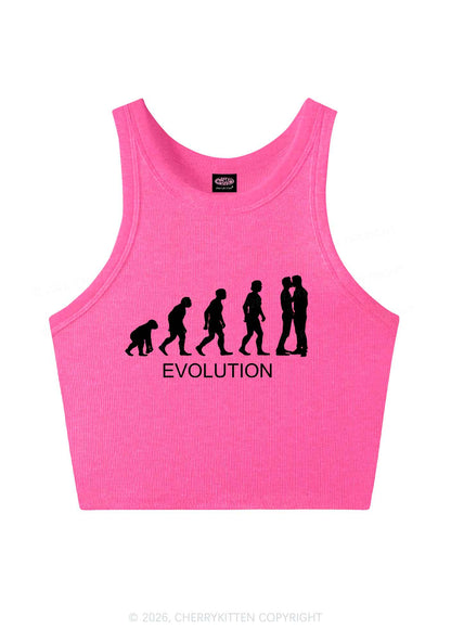 Gay Evolution Pride Y2K Crop Tank Top Cherrykitten