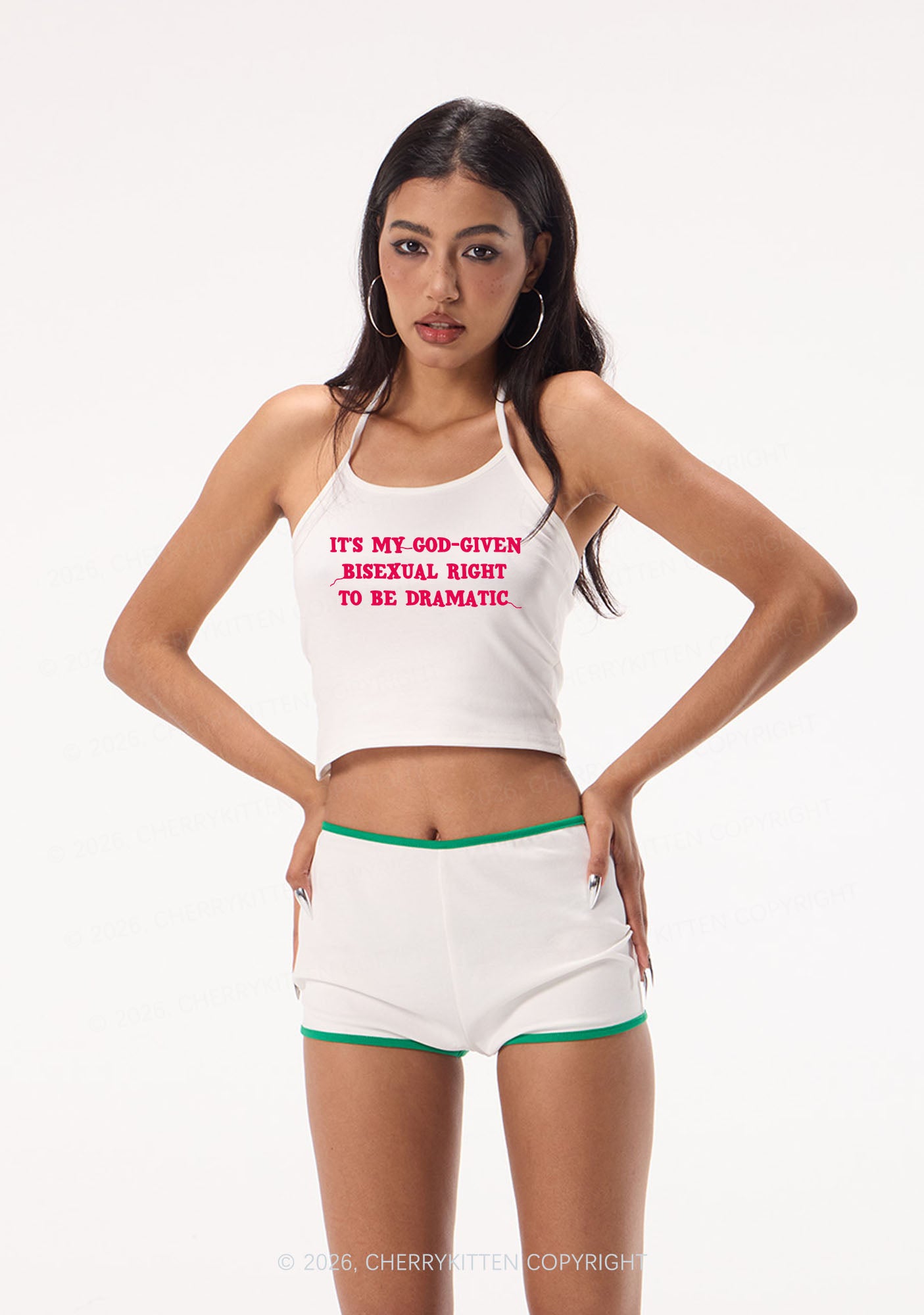 God Given Bisexual Right Pride Y2K Halter Neck Cami Cherrykitten