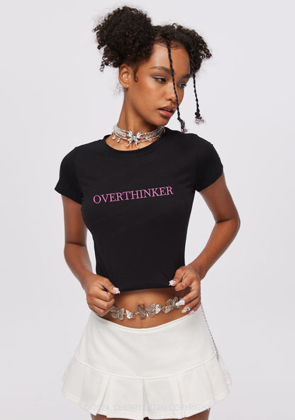 Embroidered Overthinker Y2K Baby Tee Cherrykitten