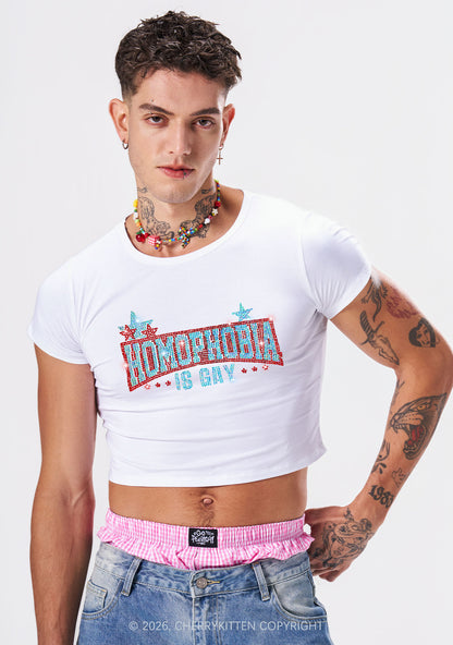 Rhinestone Homophobia Is Gay Pride Y2K Baby Tee Cherrykitten