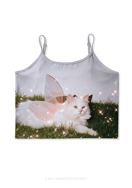 Fairy Cat Y2K Print Cami Crop Top Cherrykitten