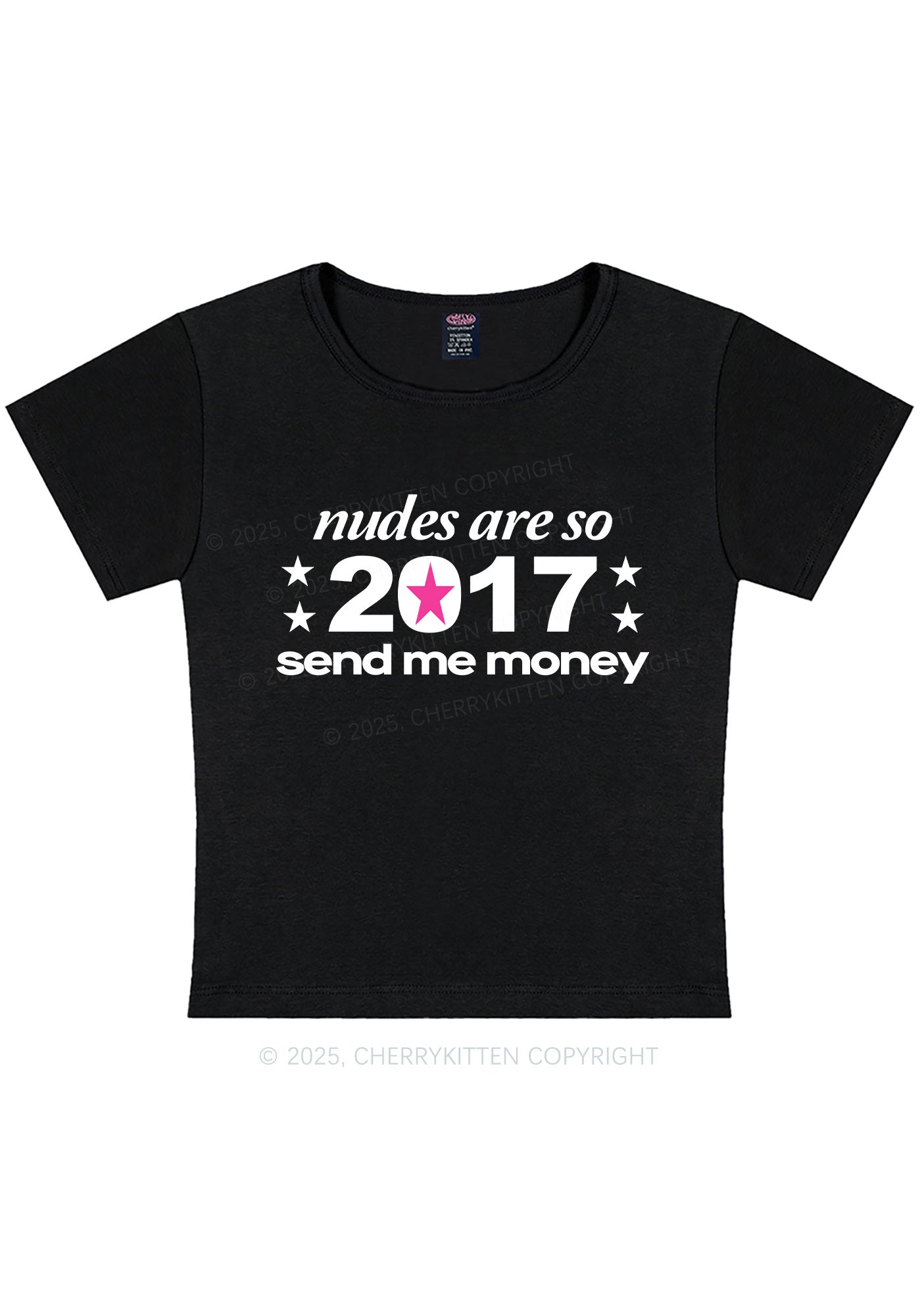 Nxdes Send Me Money Y2K Baby Tee Cherrykitten