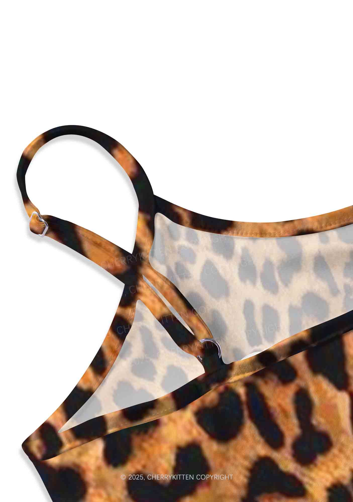 Leopard Custom Text Y2K Print Slip Dress Cherrykitten