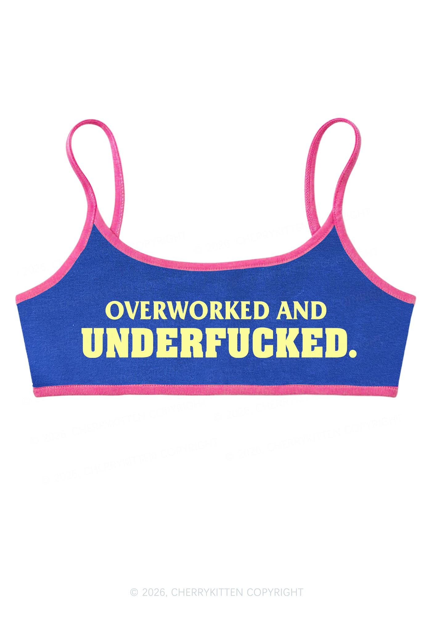 Overworked And Underfxxked Y2K Super Crop Cami Cherrykitten