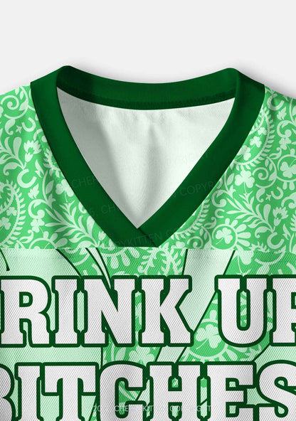Custom Drink Up Bxxches St Patricks Y2K Crop Sport Jersey Shirts Cherrykitten