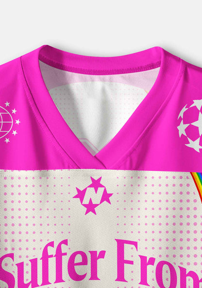 Hot Pink Dots Suffer From Gay Thoughts Pride Y2K Crop Sport Jersey Shirts Cherrykitten