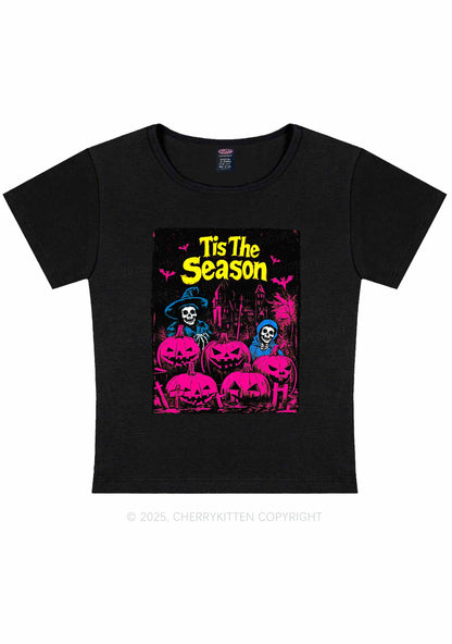 Halloween Tis The Season Skull Y2K Baby Tee Cherrykitten