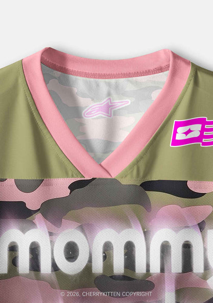 Mommy Needs A Cigarette Camo Y2K Crop Sport Jersey Shirts Cherrykitten