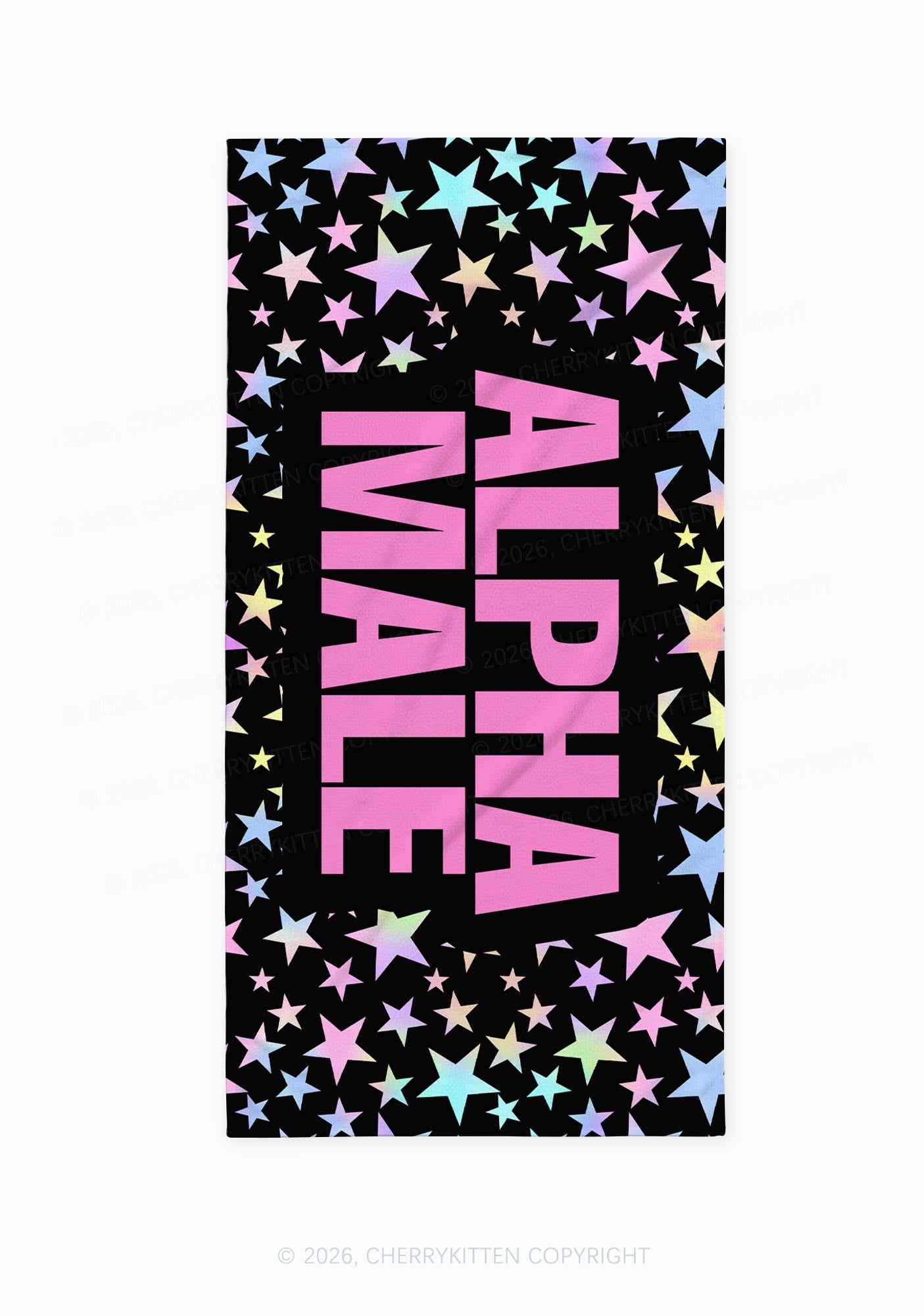Black Alpha Male Y2K Beach Towel Cherrykitten