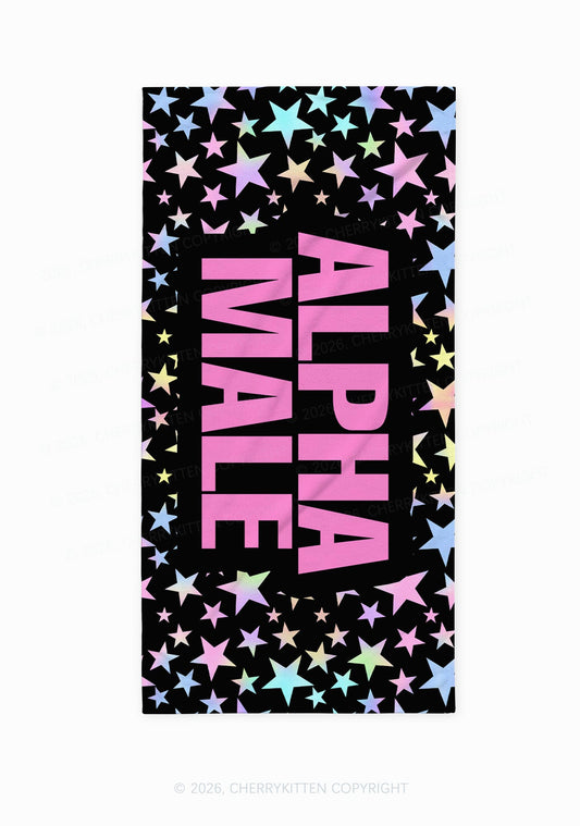 Black Alpha Male Y2K Beach Towel Cherrykitten