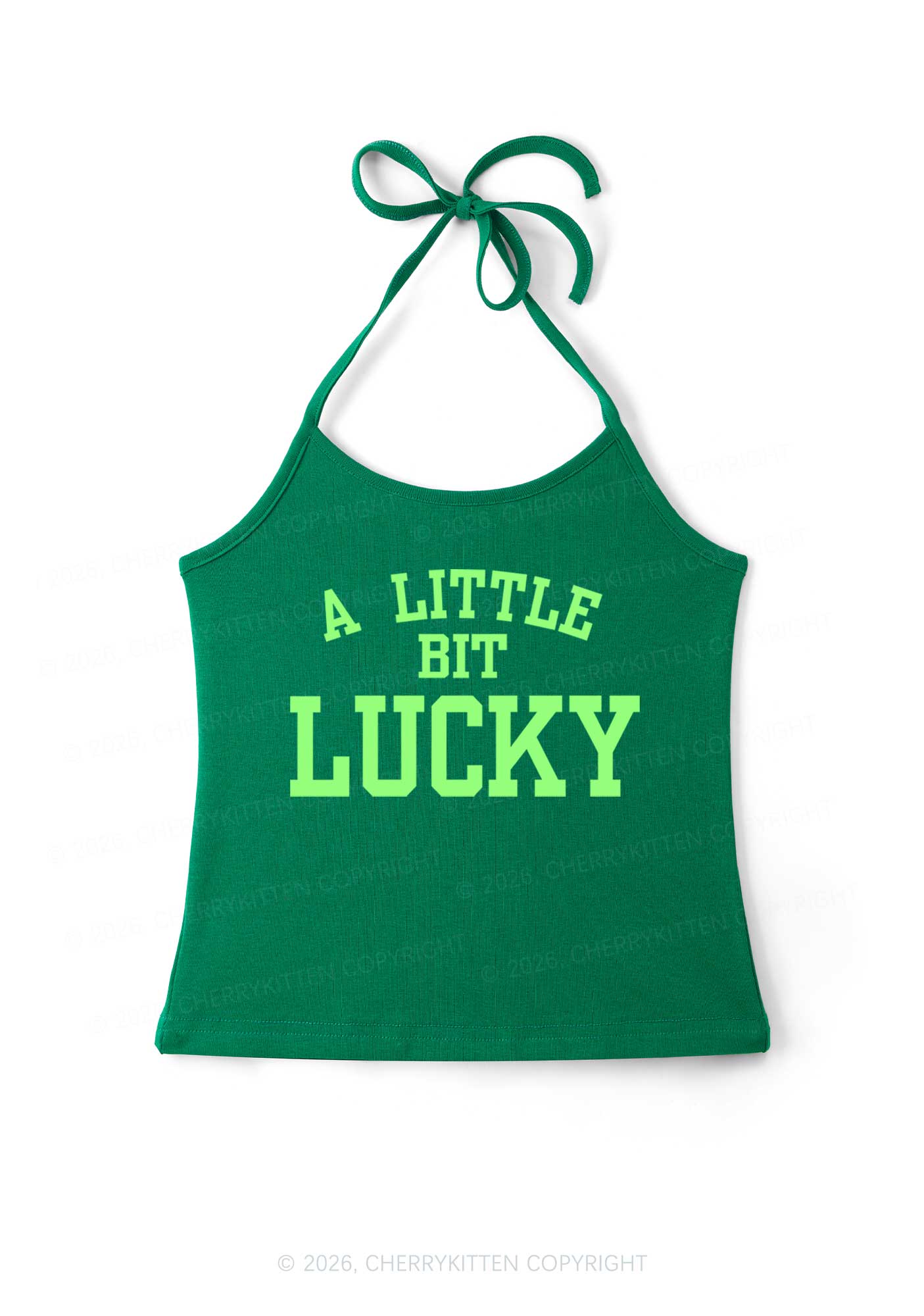 A Little Bit Lucky St Patricks Y2K Halter Neck Cami Cherrykitten