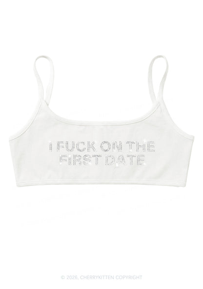 Rhinestone Fxxk On First Date Y2K Super Crop Cami Cherrykitten