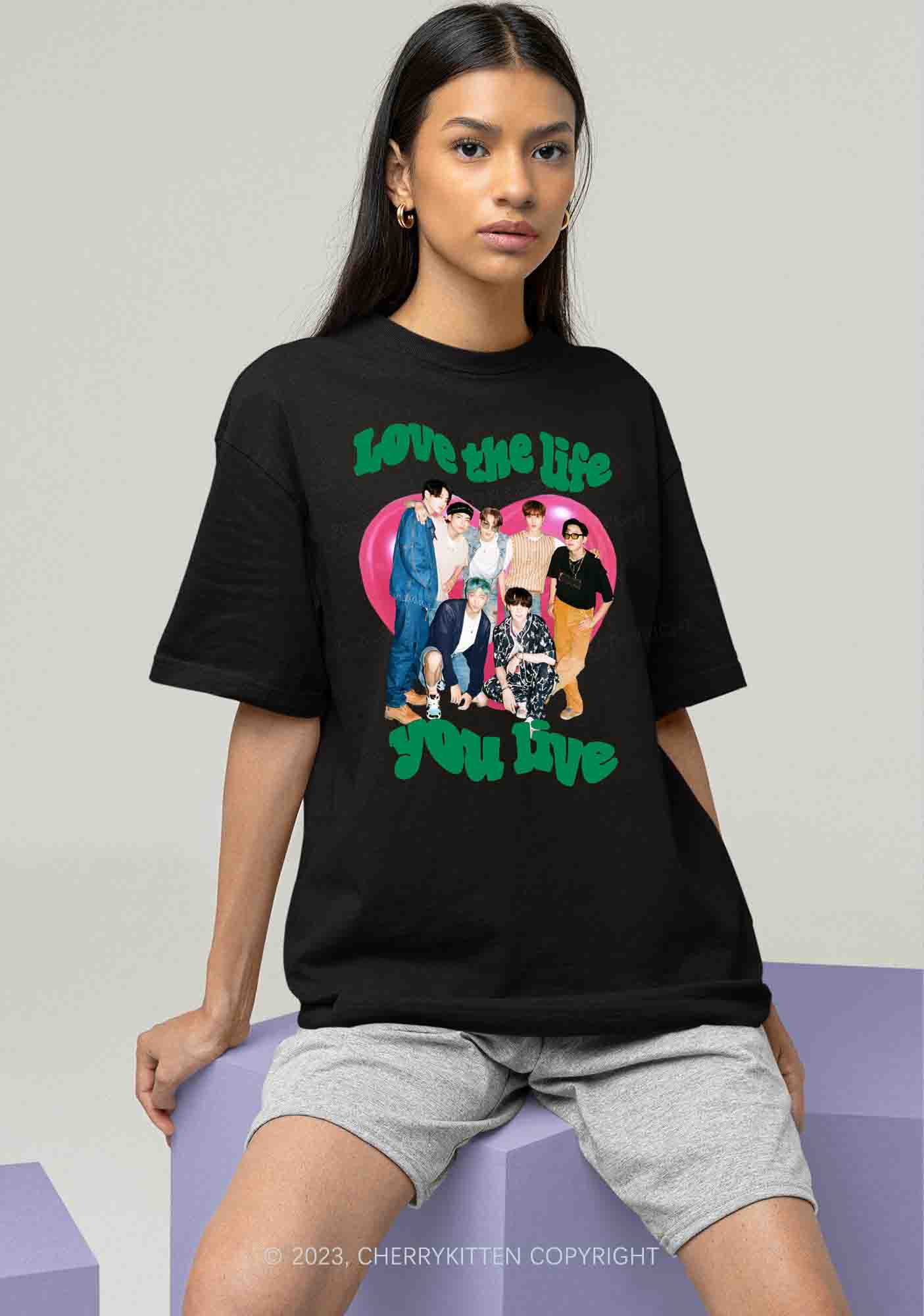 Love The Life You Live Kpop Y2K Chunky Shirt Cherrykitten