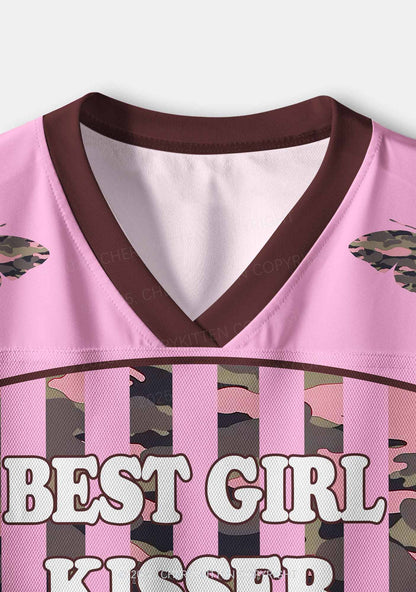 Best Girl Kisser Pink Camouflage Pride Y2K Crop Sport Jersey Shirts Cherrykitten