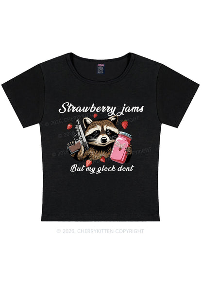 Strawberry Jams Raccoon Y2K Baby Tee Cherrykitten