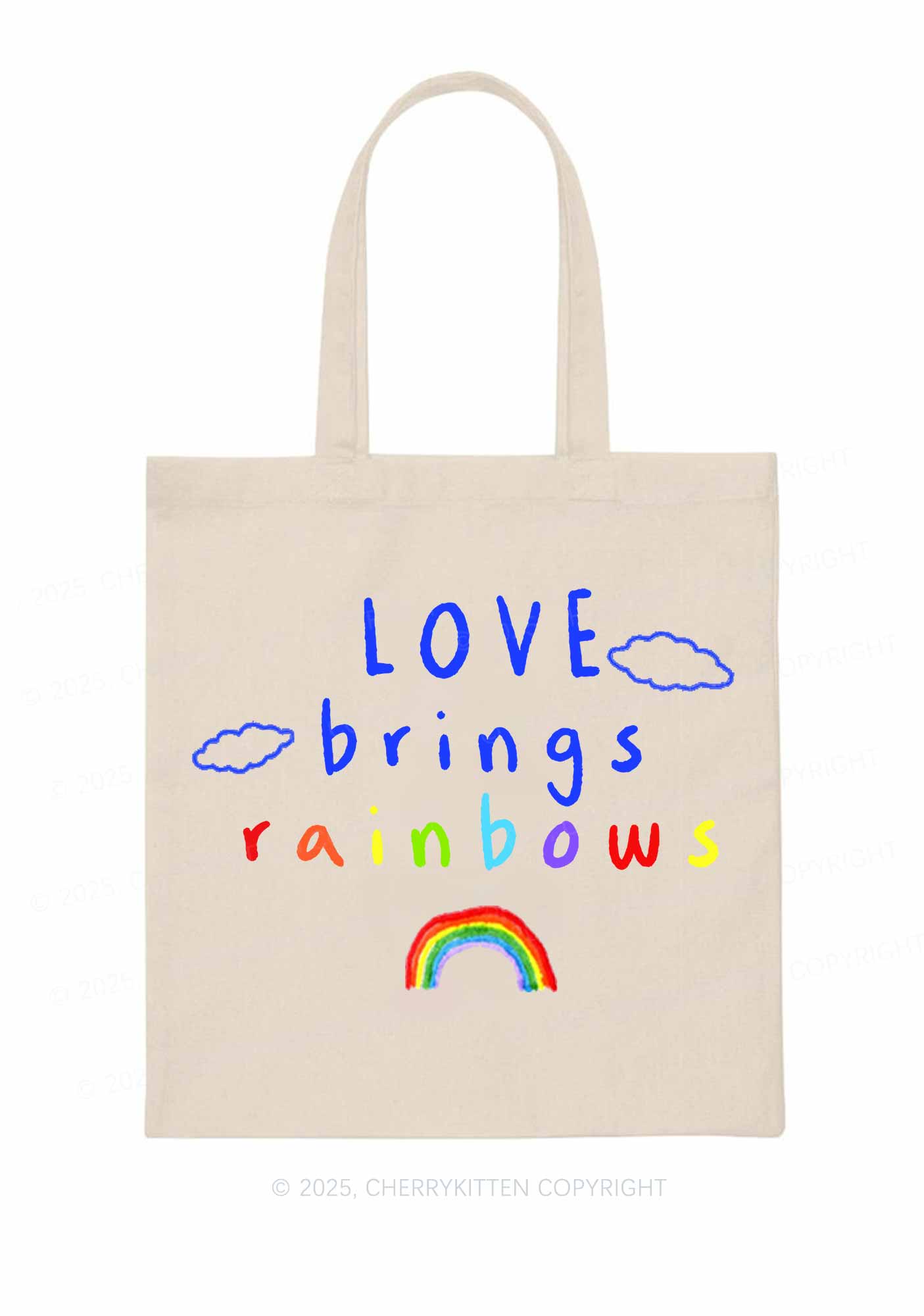 Love Brings Rainbows Pride Y2K Canvas Tote Bag Cherrykitten