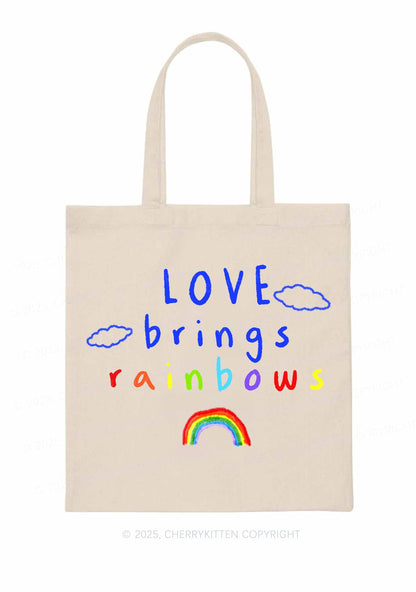 Love Brings Rainbows Pride Y2K Canvas Tote Bag Cherrykitten