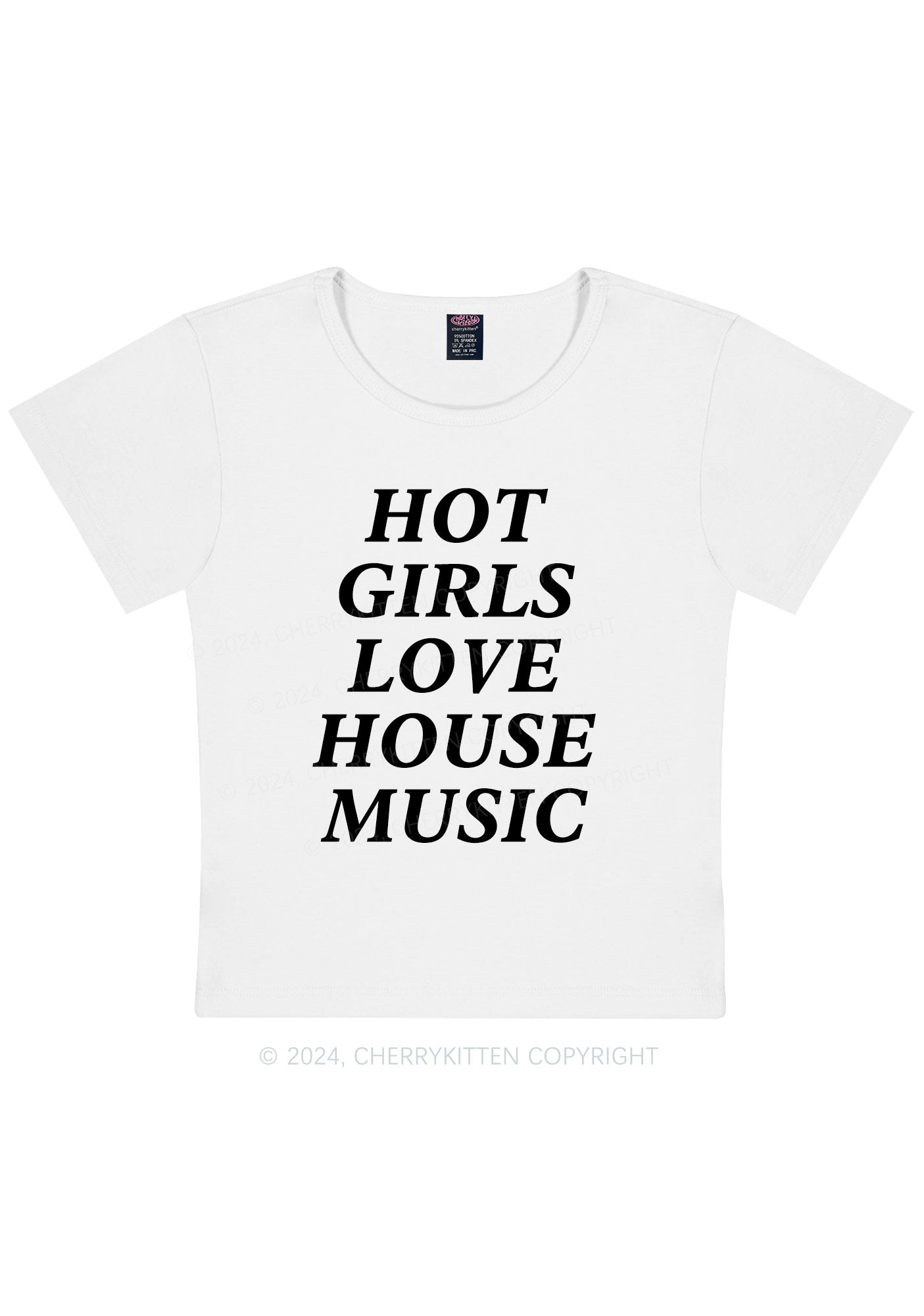 Girls Love House Music Y2K Baby Tee Cherrykitten