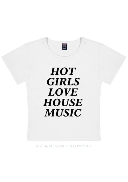 Girls Love House Music Y2K Baby Tee Cherrykitten