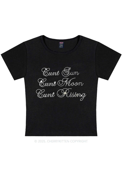 Rhinestone Sun Moon Rising Y2K Baby Tee Cherrykitten
