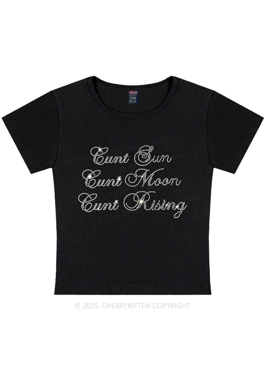 Rhinestone Sun Moon Rising Y2K Baby Tee Cherrykitten