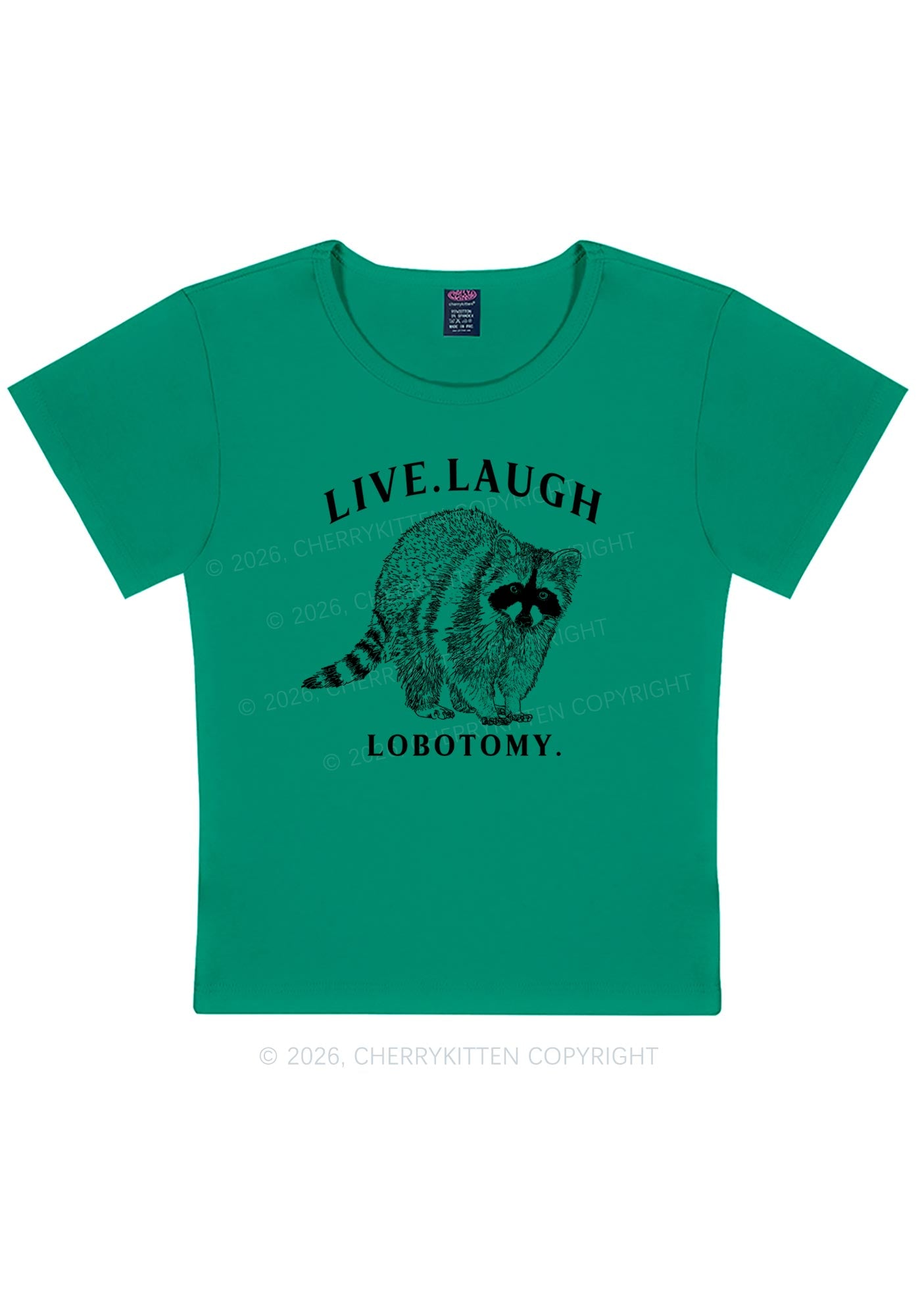 Live Laugh Lobotomy Raccoon Y2K Baby Tee Cherrykitten
