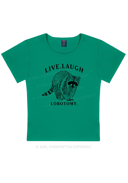 Live Laugh Lobotomy Raccoon Y2K Baby Tee Cherrykitten
