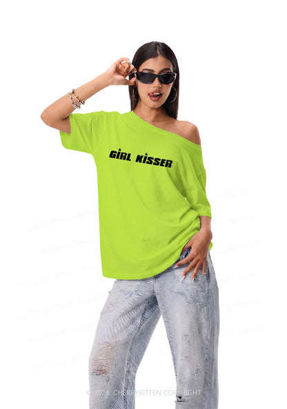 Girl Kisser Pride Y2K Off Shoulder Tee Cherrykitten