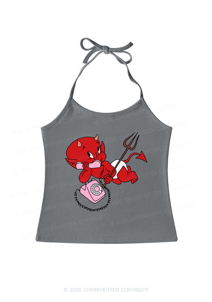 Little Devil On The Phone Y2K Halter Neck Cami Cherrykitten