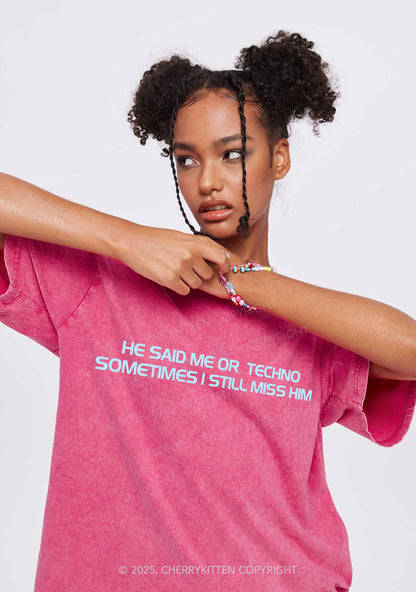 Me Or Techno Y2K Shirts Washed Tee Cherrykitten