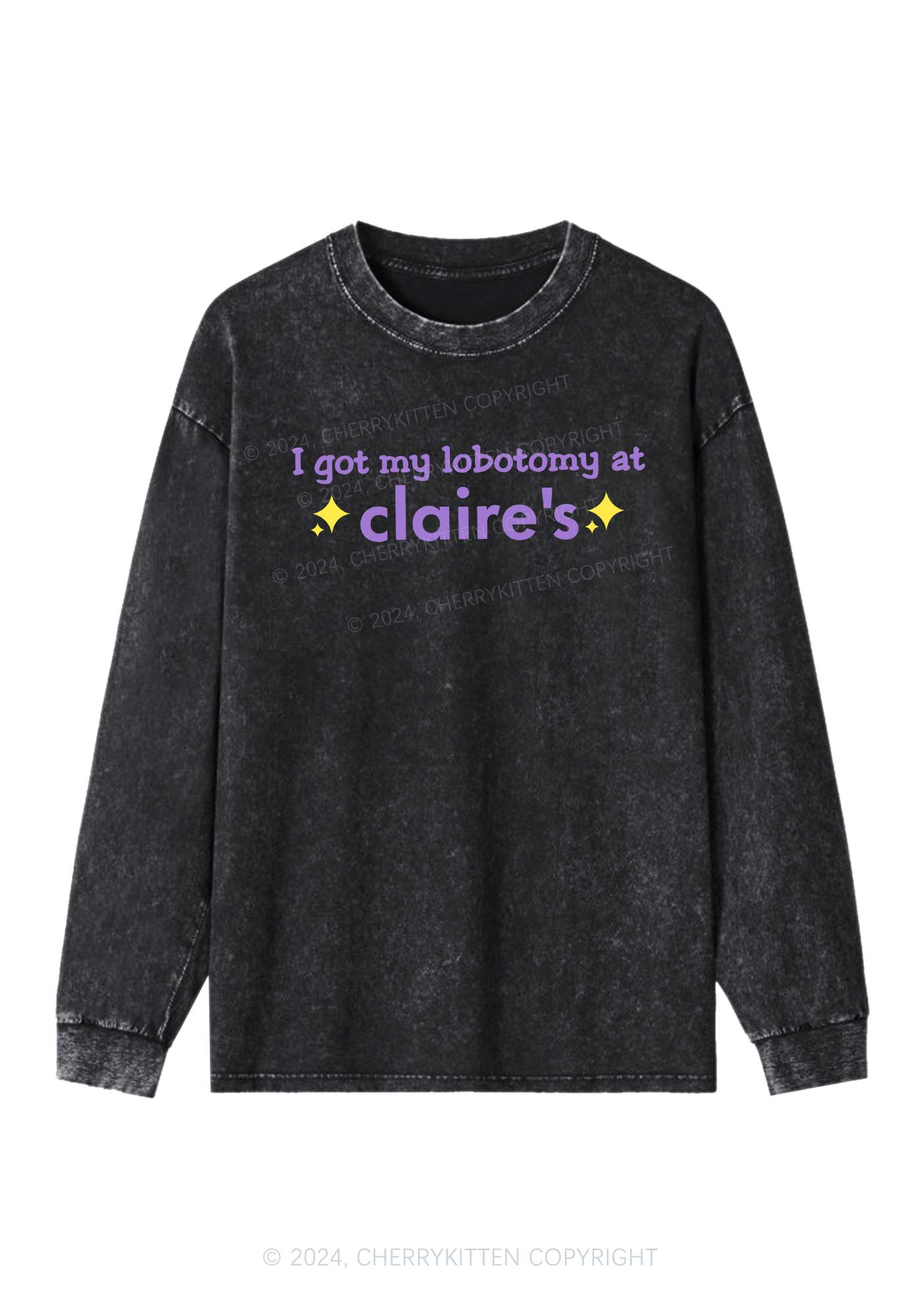 I Got My Lobotomy At Claire's Y2K Washed Long Sleeves Cherrykitten