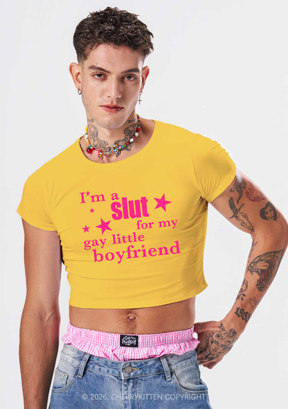 Slxt For My Gay Little BF Pride Y2K Baby Tee Cherrykitten