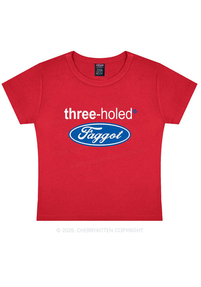 Three Holed Faggot Pride Y2K Baby Tee Cherrykitten