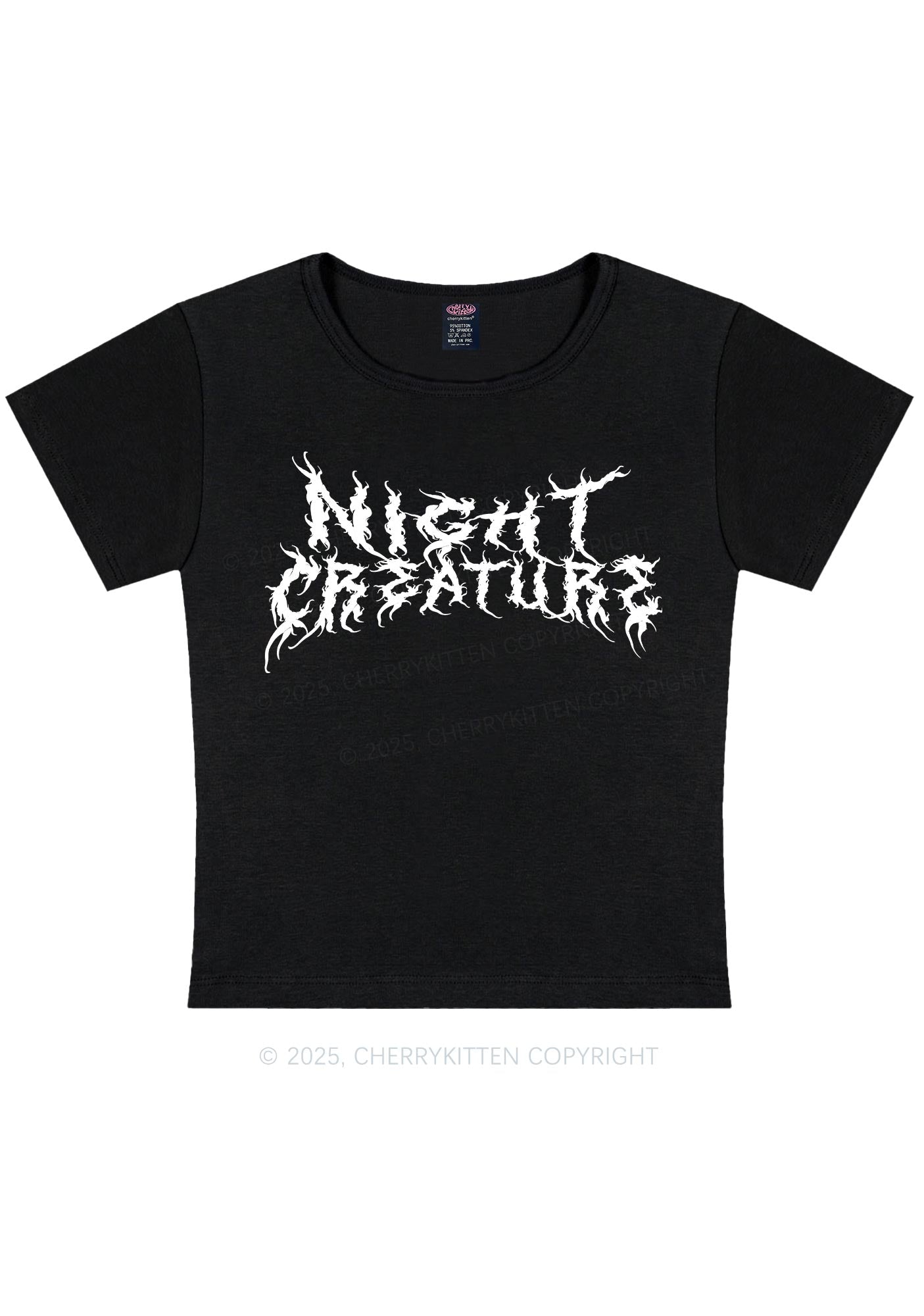 Night Creature Y2K Baby Tee Cherrykitten