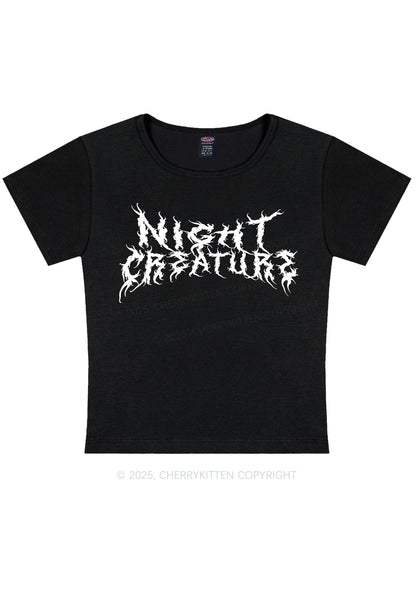 Night Creature Y2K Baby Tee Cherrykitten
