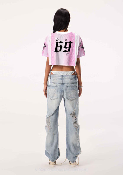 Pink Alpha Male Unicorn Pride Y2K Crop Sport Jersey Shirts Cherrykitten