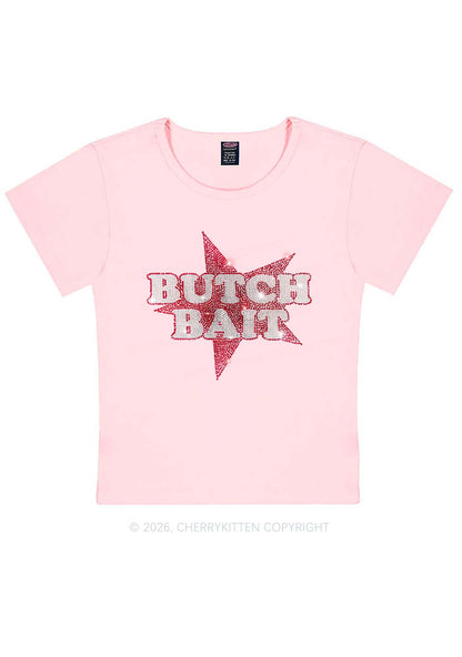 Rhinestone Butch Bait Pride Y2K Baby Tee Cherrykitten