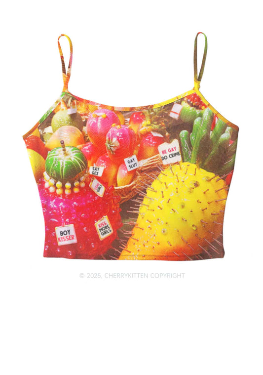 Various Fruits Pride Y2K Mesh Cami Tank Cherrykitten
