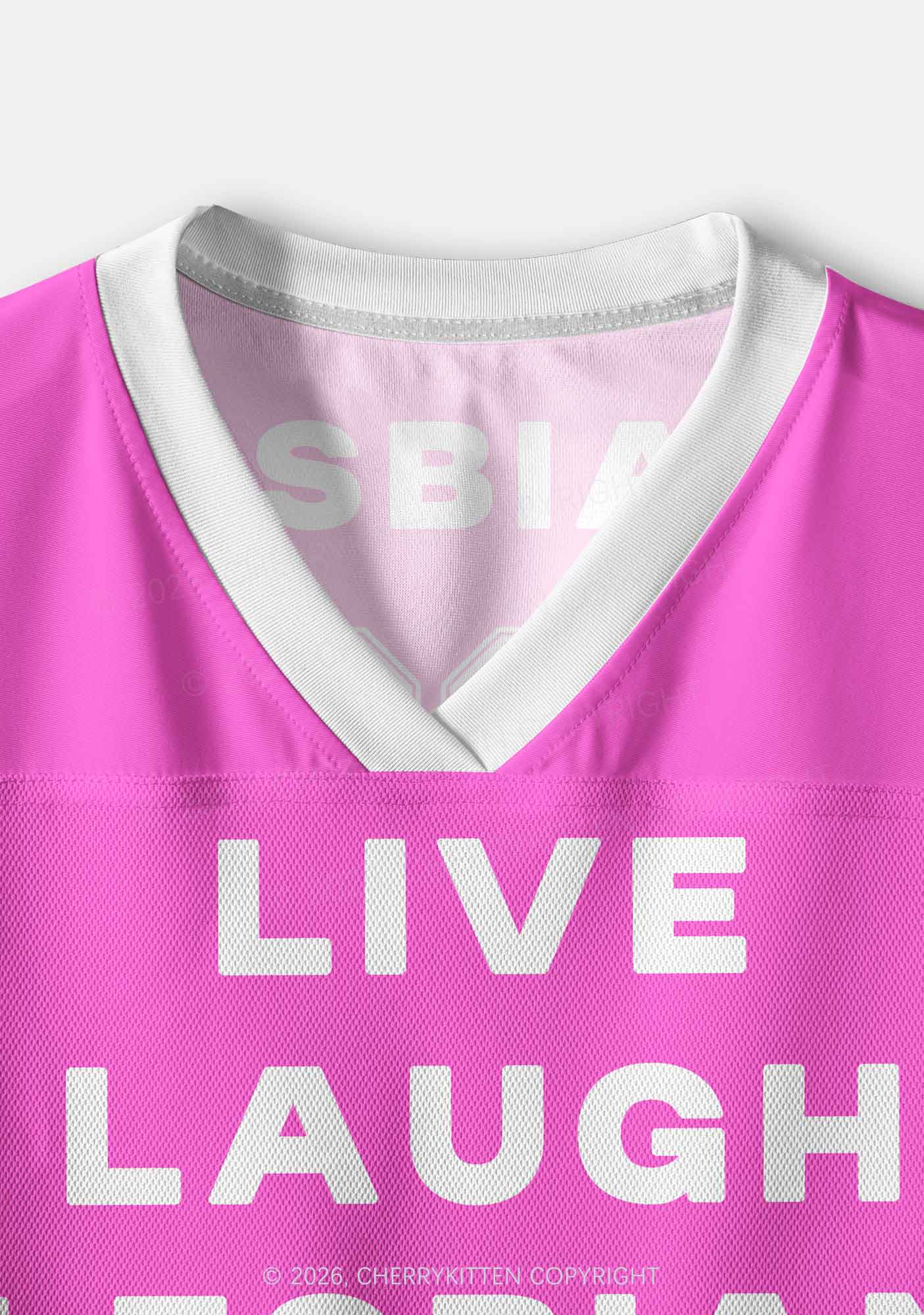 Hot Pink Live Laugh Lesbian Pride Y2K Crop Sport Jersey Shirts Cherrykitten