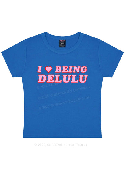 Being Delulu Y2K Baby Tee Cherrykitten